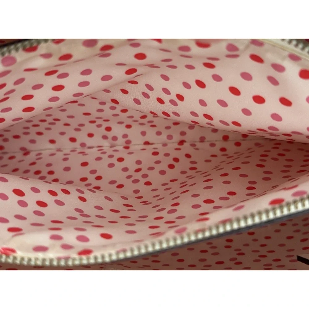 Kate Spade WELLESLEY QUINN Ivory SATCHEL‎ TOTE w/Pink Polka Dot Interior EUC